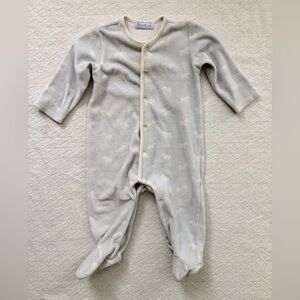Mayoral Baby Vintage Terrycloth Baby Blue Onesie with White Print